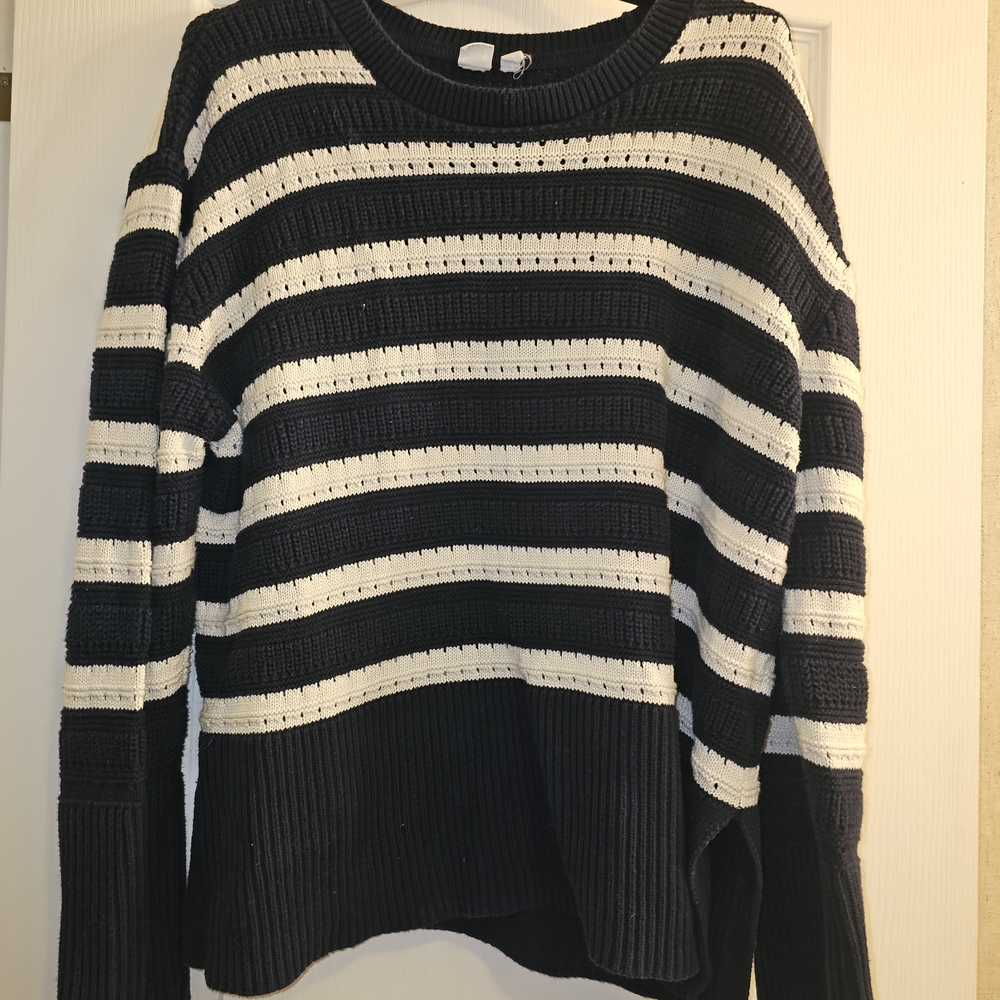 GAP Blue and White Crew Neck Sweater